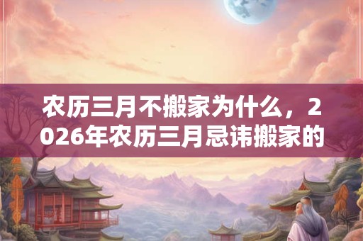 农历三月不搬家为什么，2026年农历三月忌讳搬家的日子