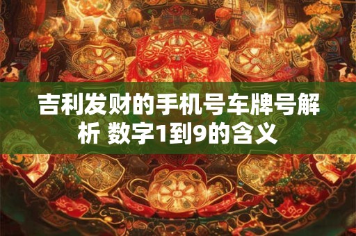 吉利发财的手机号车牌号解析 数字1到9的含义