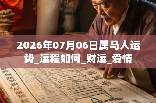 2026年07月06日属马人运势_运程如何_财运_爱情