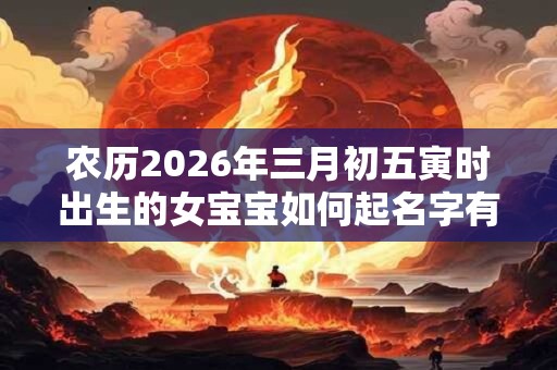 农历2026年三月初五寅时出生的女宝宝如何起名字有特色，五行属什么