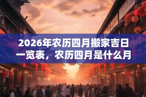 2026年农历四月搬家吉日一览表，农历四月是什么月？