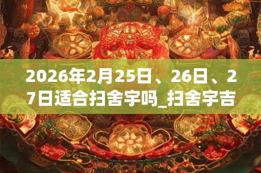 2026年2月25日、26日、27日适合扫舍宇吗_扫舍宇吉利吗
