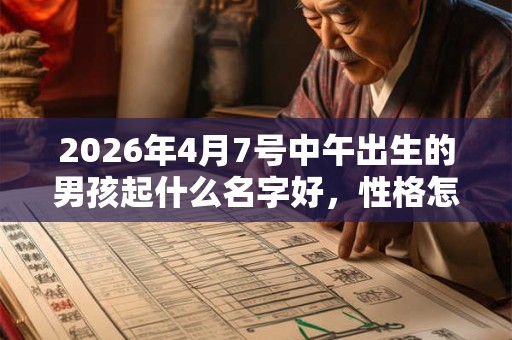 2026年4月7号中午出生的男孩起什么名字好，性格怎么样？