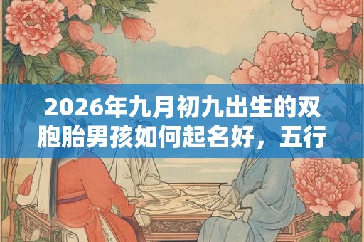 2026年九月初九出生的双胞胎男孩如何起名好，五行属什么