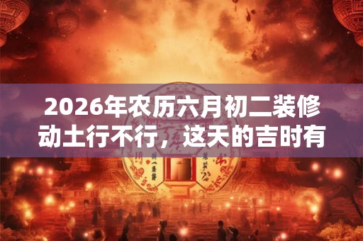 2026年农历六月初二装修动土行不行，这天的吉时有哪些？