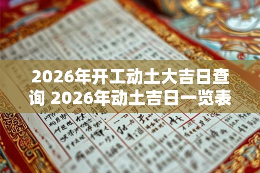 2026年开工动土大吉日查询 2026年动土吉日一览表 2026年开工动土大吉日查询 2026年动土吉日一览表
