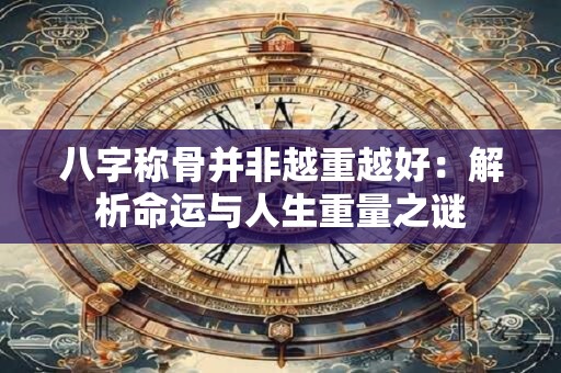 八字称骨并非越重越好:解析命运与人生重量之谜 八字称骨并非越重越好:解析命运与人生重量之谜