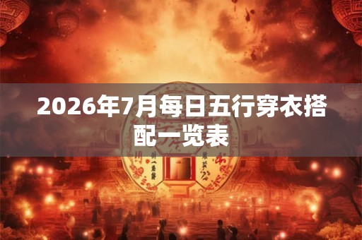 2026年7月每日五行穿衣搭配一览表