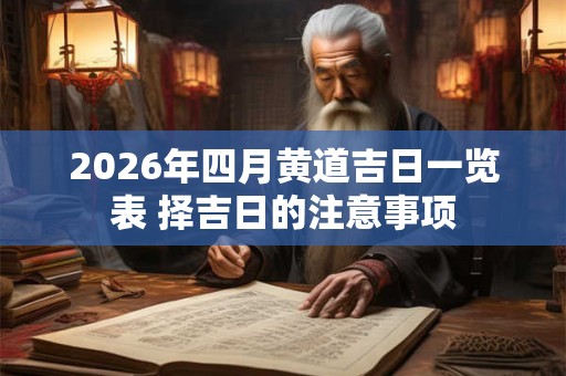 2026年四月黄道吉日一览表 择吉日的注意事项