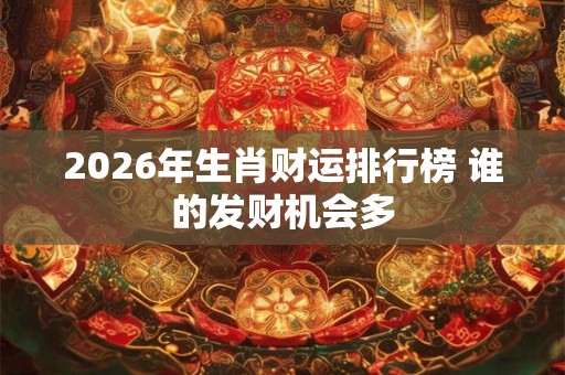 2026年生肖财运排行榜 谁的发财机会多