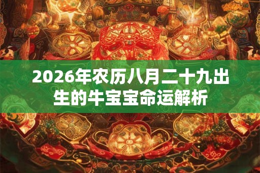 2026年农历八月二十九出生的牛宝宝命运解析