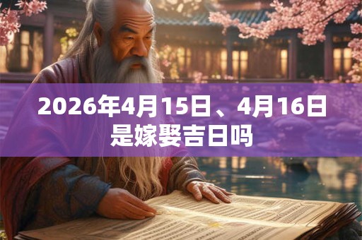 2026年4月15日、4月16日是嫁娶吉日吗