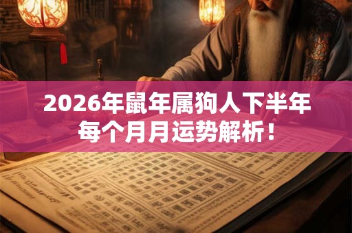 2026年鼠年属狗人下半年每个月月运势解析! 2026年鼠年属狗人下半年每个月月运势解析!