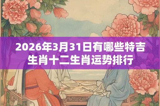 2026年3月31日有哪些特吉生肖十二生肖运势排行