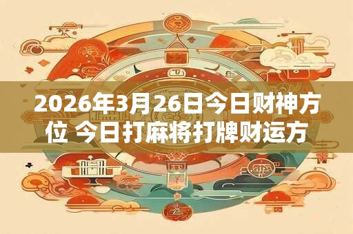 2026年3月26日今日财神方位 今日打麻将打牌财运方位！