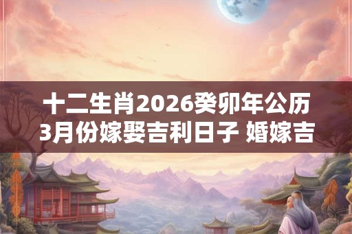 十二生肖2026癸卯年公历3月份嫁娶吉利日子 婚嫁吉日一览