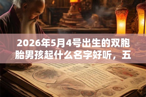 2026年5月4号出生的双胞胎男孩起什么名字好听，五行属什么