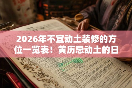 2026年不宜动土装修的方位一览表！黄历忌动土的日子