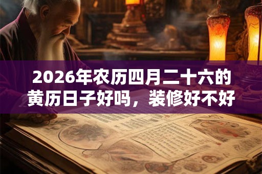2026年农历四月二十六的黄历日子好吗，装修好不好？