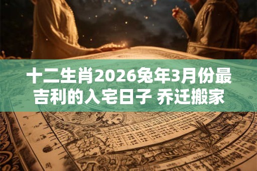 十二生肖2026兔年3月份最吉利的入宅日子 乔迁搬家吉日查询