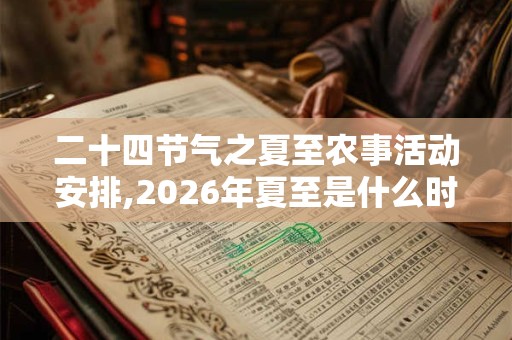 二十四节气之夏至农事活动安排,2026年夏至是什么时候？