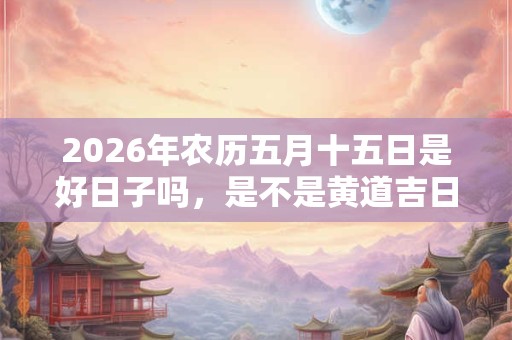 2026年农历五月十五日是好日子吗，是不是黄道吉日？
