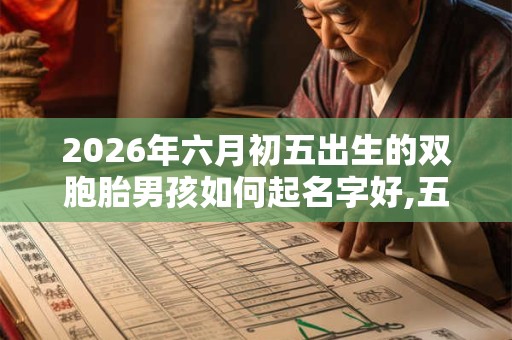 2026年六月初五出生的双胞胎男孩如何起名字好,五行属什么？