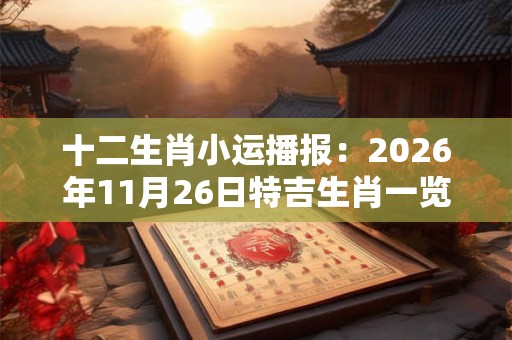 十二生肖小运播报:2026年11月26日特吉生肖一览表 十二生肖小运播报:2026年11月26日特吉生肖一览表