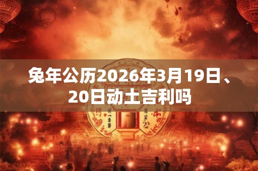 兔年公历2026年3月19日、20日动土吉利吗 兔年公历2026年3月19日、20日动土吉利吗