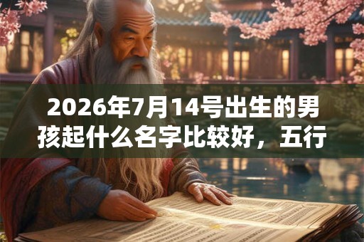 2026年7月14号出生的男孩起什么名字比较好，五行属什么