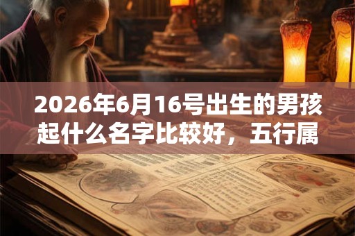 2026年6月16号出生的男孩起什么名字比较好，五行属什么
