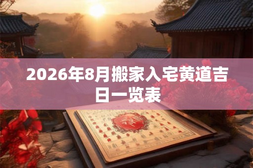 2026年8月搬家入宅黄道吉日一览表