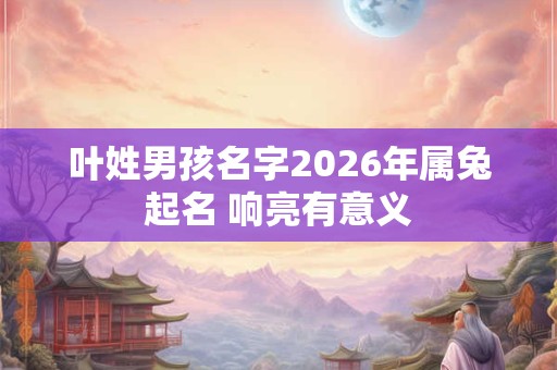 叶姓男孩名字2026年属兔起名 响亮有意义