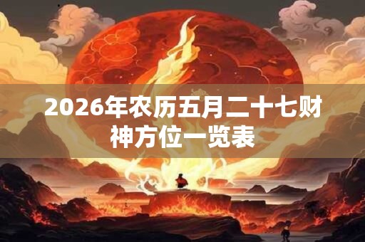 2026年农历五月二十七财神方位一览表