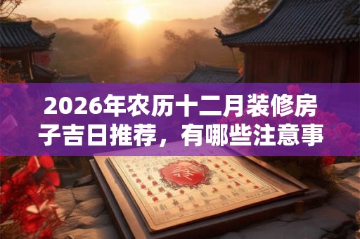 2026年农历十二月装修房子吉日推荐，有哪些注意事项？