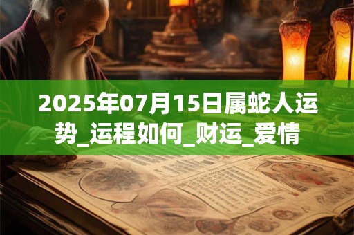 2025年07月15日属蛇人运势_运程如何_财运_爱情