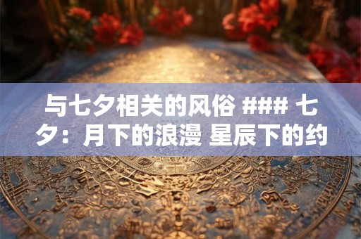 与七夕相关的风俗 ### 七夕:月下的浪漫 星辰下的约定 与七夕相关的风俗 ### 七夕:月下的浪漫 星辰下的约定
