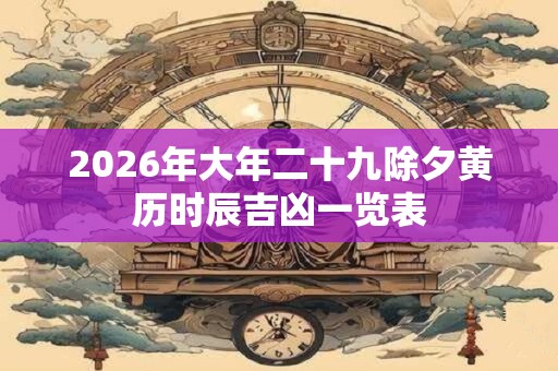 2026年大年二十九除夕黄历时辰吉凶一览表