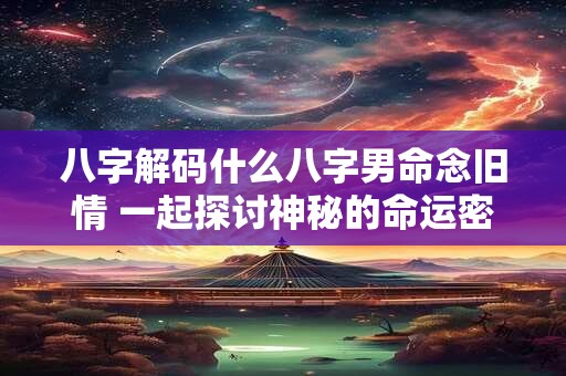 八字解码什么八字男命念旧情 一起探讨神秘的命运密码