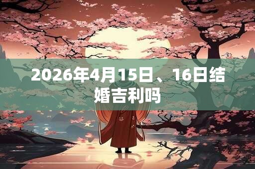 2026年4月15日、16日结婚吉利吗 2026年4月15日、16日结婚吉利吗