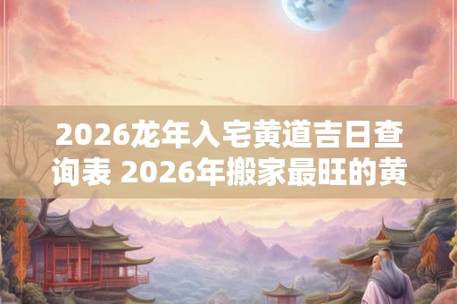 2026龙年入宅黄道吉日查询表 2026年搬家最旺的黄道吉日