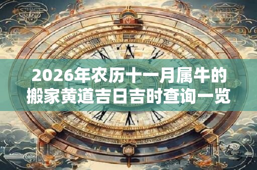 2026年农历十一月属牛的搬家黄道吉日吉时查询一览表