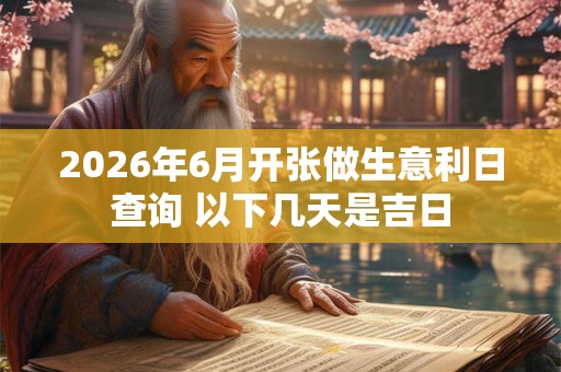2026年6月开张做生意利日查询 以下几天是吉日 2026年6月开张做生意利日查询 以下几天是吉日
