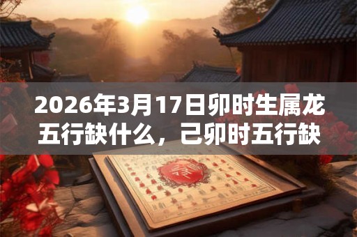 2026年3月17日卯时生属龙五行缺什么，己卯时五行缺什么