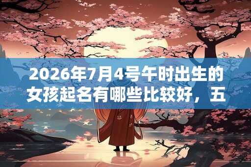2026年7月4号午时出生的女孩起名有哪些比较好，五行是什么？
