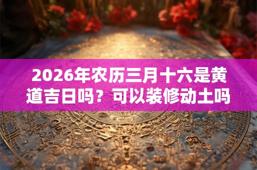 2026年农历三月十六是黄道吉日吗？可以装修动土吗？