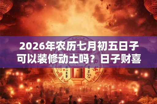 2026年农历七月初五日子可以装修动土吗？日子财喜神在哪？