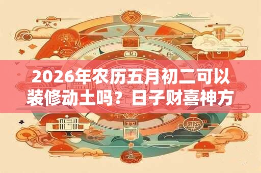 2026年农历五月初二可以装修动土吗？日子财喜神方位？