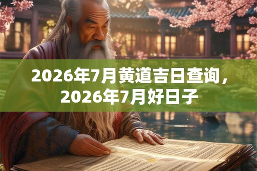 2026年7月黄道吉日查询，2026年7月好日子