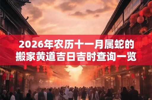 2026年农历十一月属蛇的搬家黄道吉日吉时查询一览表